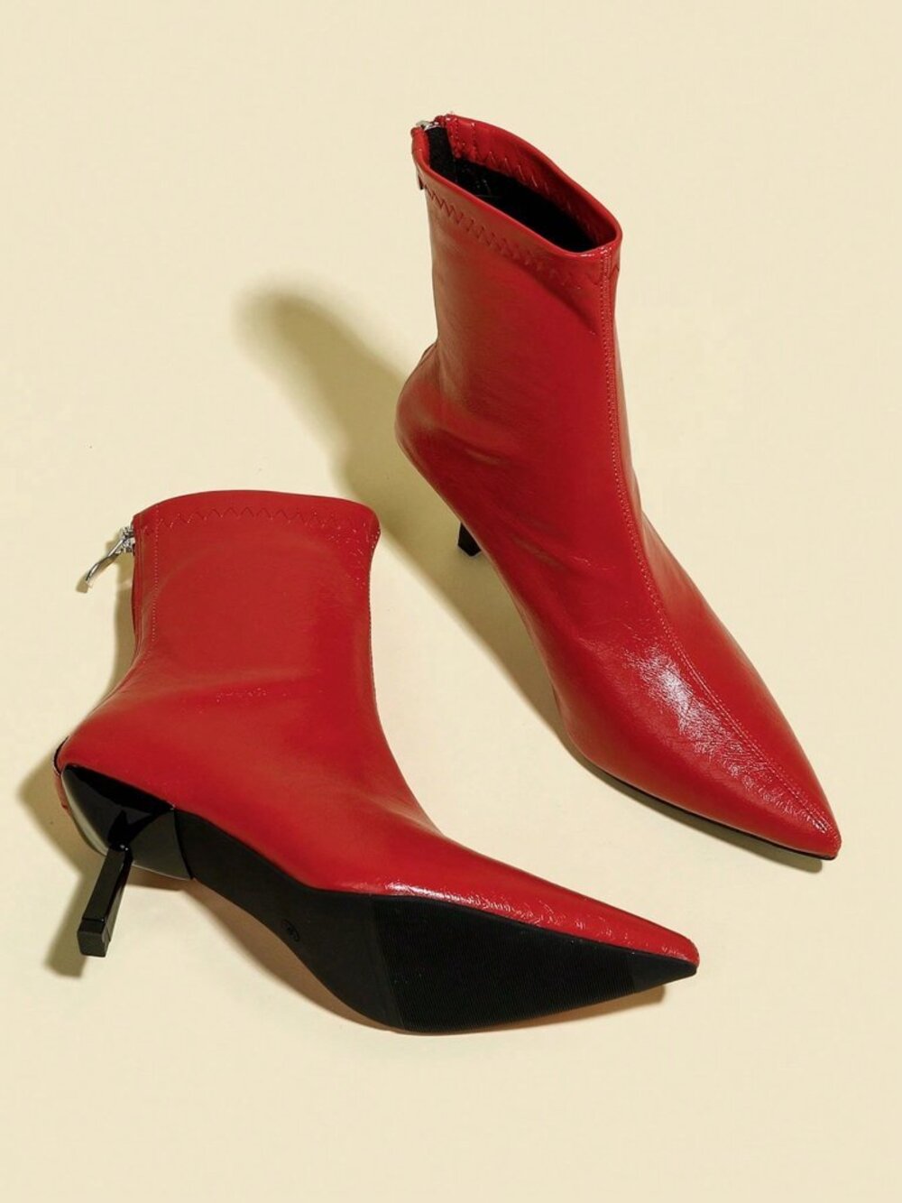 Red Casual Women's Ankle Boots - Picture 1 of 5